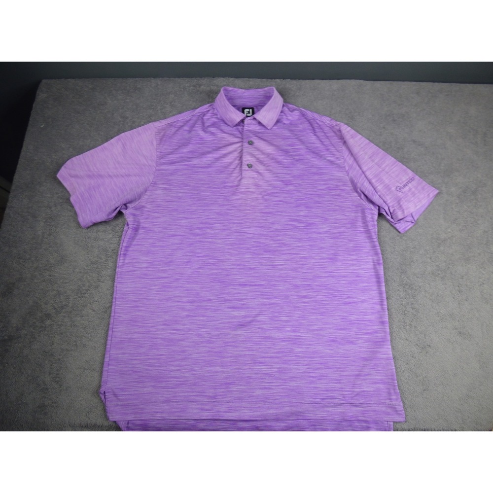 FootJoy Mens XL Purple Space Dye ProDry Golf Polo Shirt Short Sleeve Flintco Log